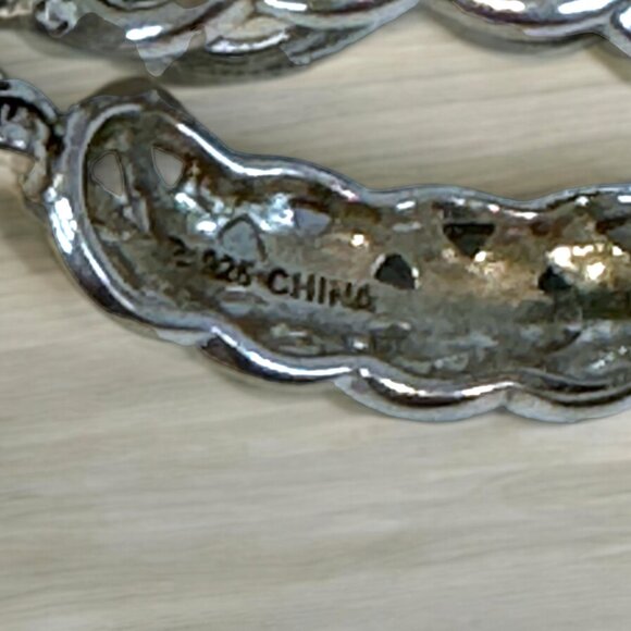 Filigree Hoop Pierced Earrings 925 Silver - Picture 4 of 4